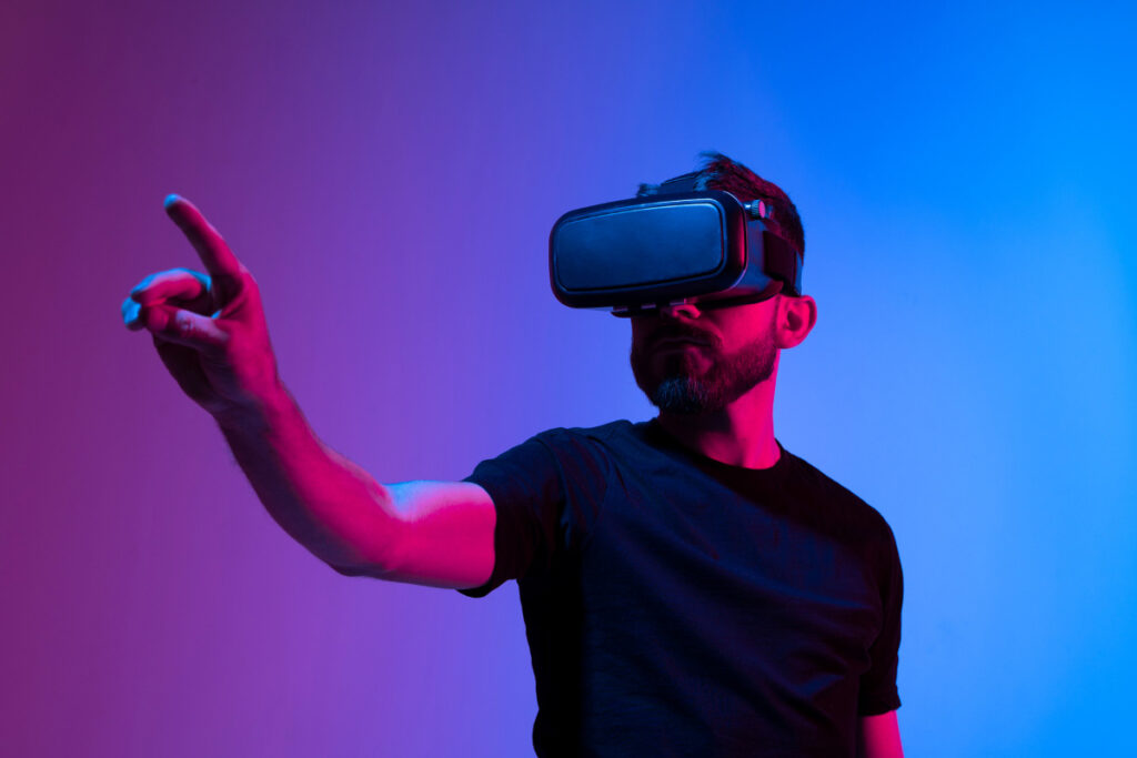 Futuristic digital wizard figure representing advertising and immersive experiences in the metaverse